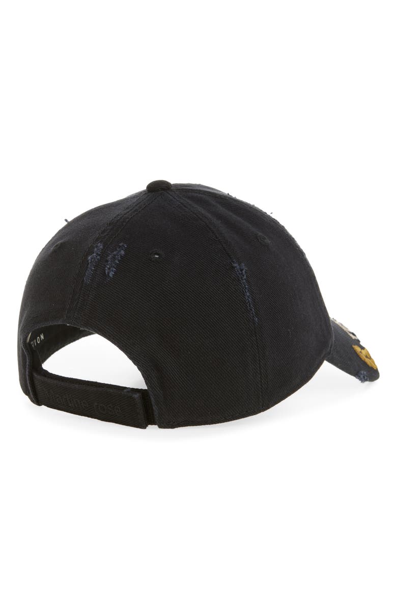 Martine Rose Distressed Cut Peak Baseball Cap, Alternate, color, Black Washed