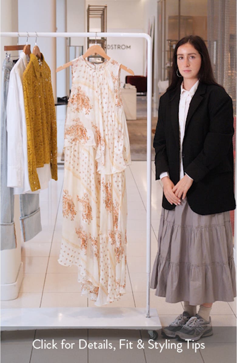 Caprice Floral Layered Silk Blend Dress, sales video thumbnail