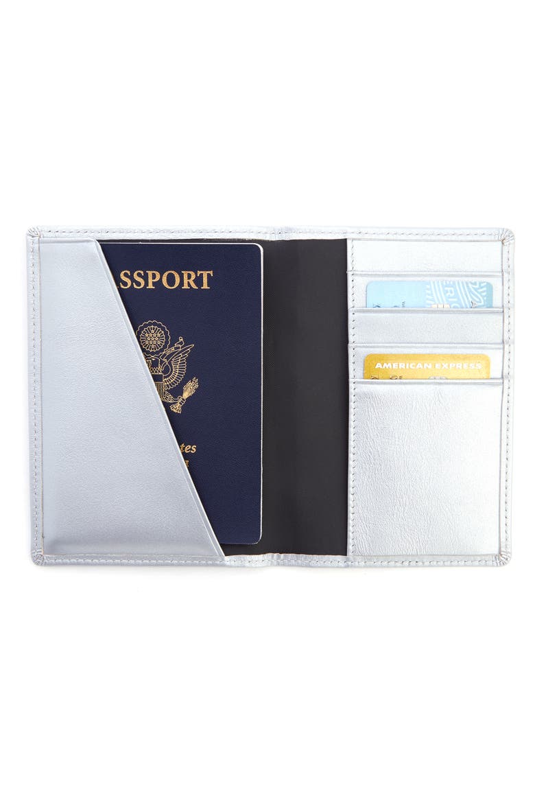 Personalized RFID Leather Card Case, Alternate, color, SILVER- DEBOSS