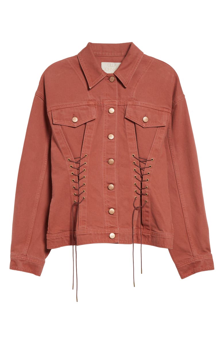 Ulla Johnson The Naomi Denim Trucker Jacket, Main, color, Garden Rose