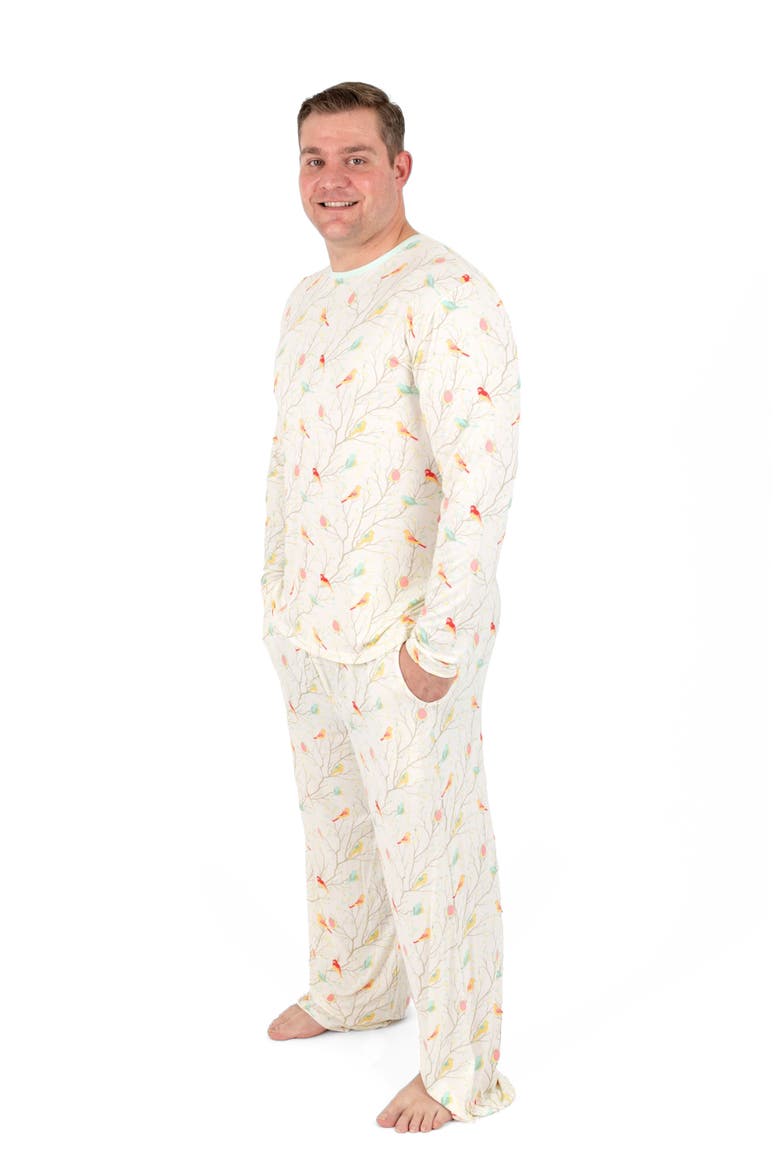 Men's Viscose Matching Family Holiday Pajamas, Reindeer & Polar Bear Prints, Alternate, color, Birds