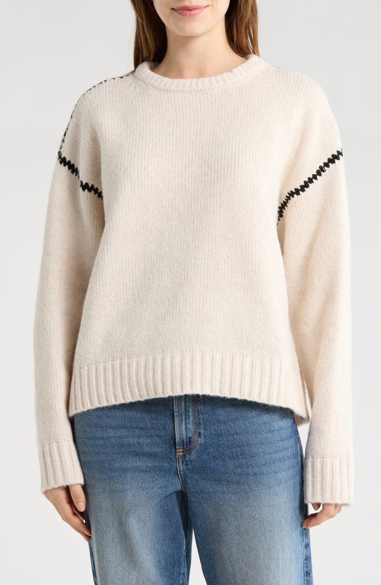 Elodie Stitched Sweater, Main, color, Beige