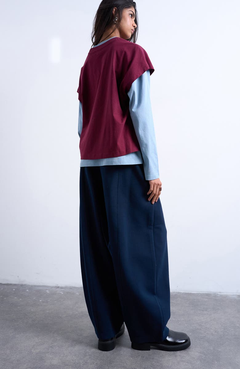 Topshop Pintuck Barrel Leg Joggers, Alternate, color, Navy