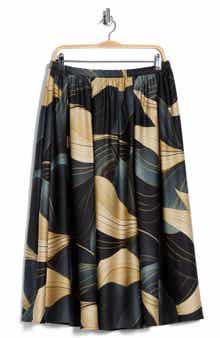 Adrianna Papell Polka Dot Satin Midi Skirt