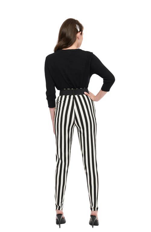 Shop Unique Vintage Belted Rizzo Cigarette Pants In Black White Stripes