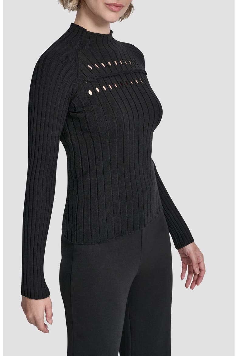 Cord Detail Rib Sweater, Alternate, color, BLACK