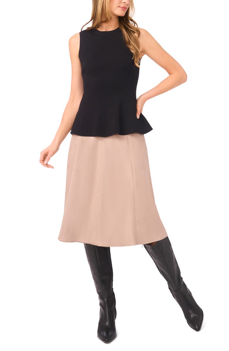 Halogen<sup>®</sup> Sleeveless Peplum Rib Top, Alternate, color, Rich Black