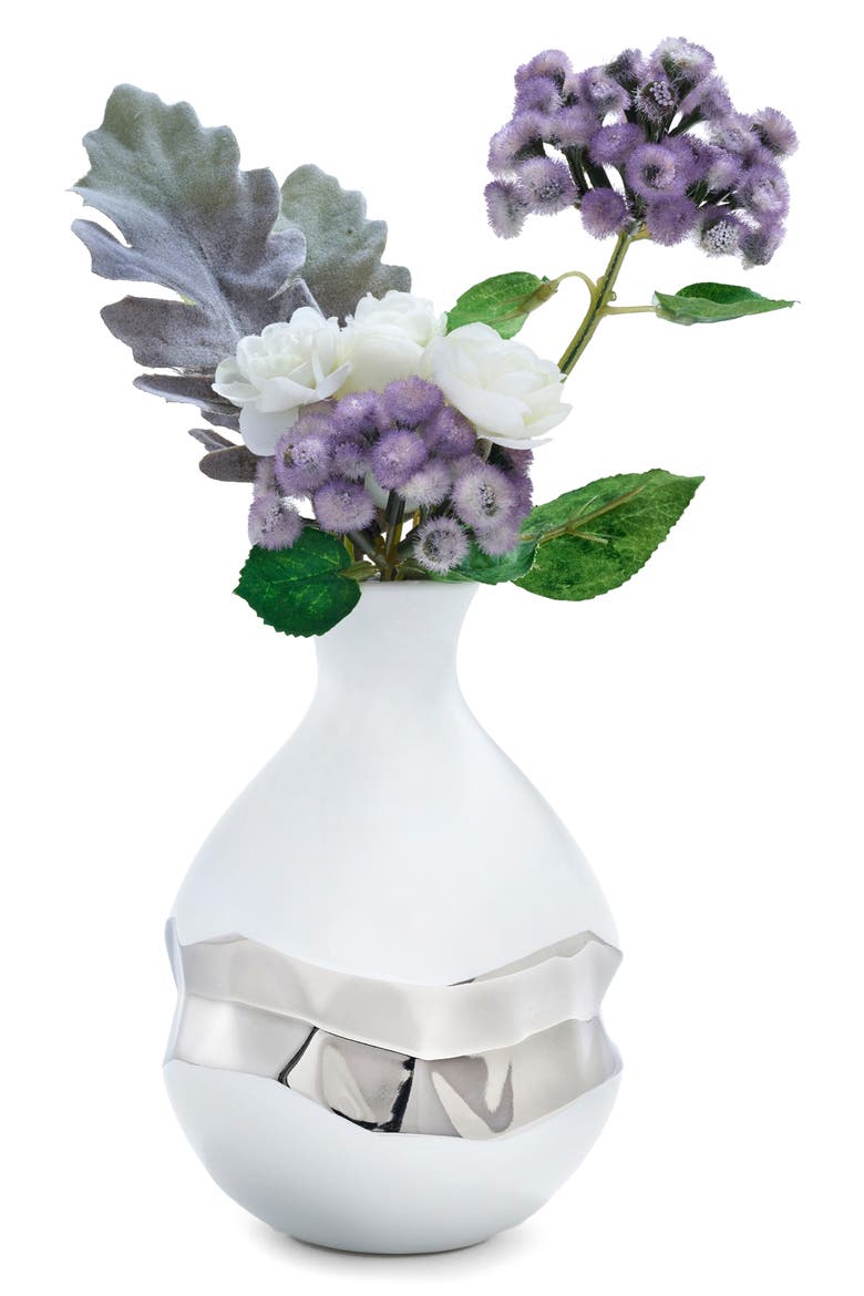 Talianna Oro Bud Vase, Alternate, color, WHITE AND SILVER