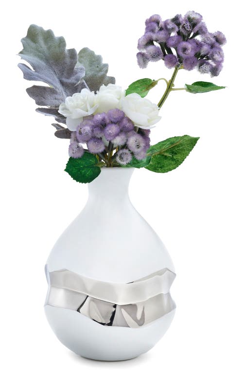 Anna New York Talianna Oro Bud Vase In White And Silver