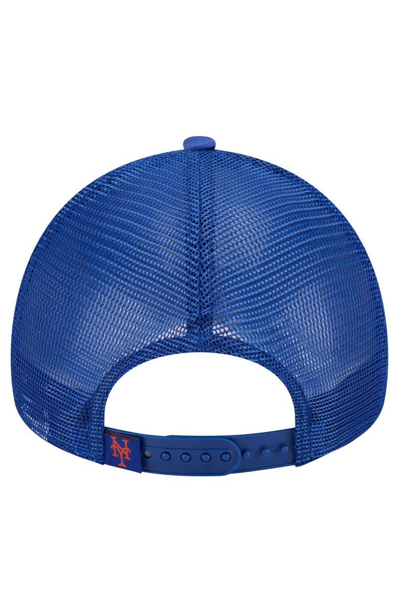 New Era Men's New Era White New York Mets Distressed 9FORTY A-Frame Adjustable Trucker Hat, Alternate, color, White