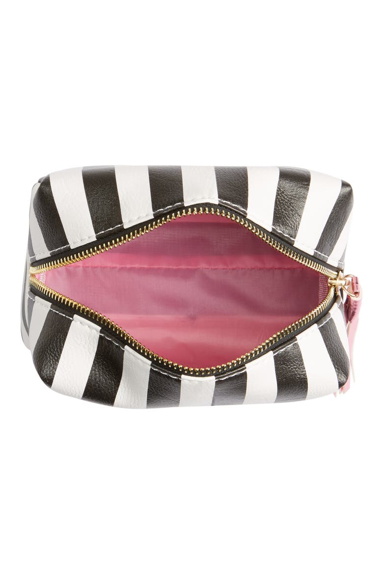 OMG Metallic Lip Stripe Cosmetics Bag, Alternate, color, BLACK/ WHITE