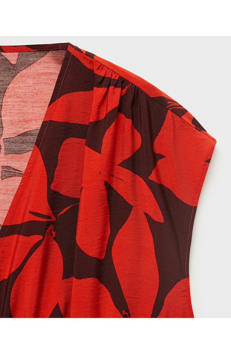 MANGO Print Tie Waist Dress, Alternate, color, Red