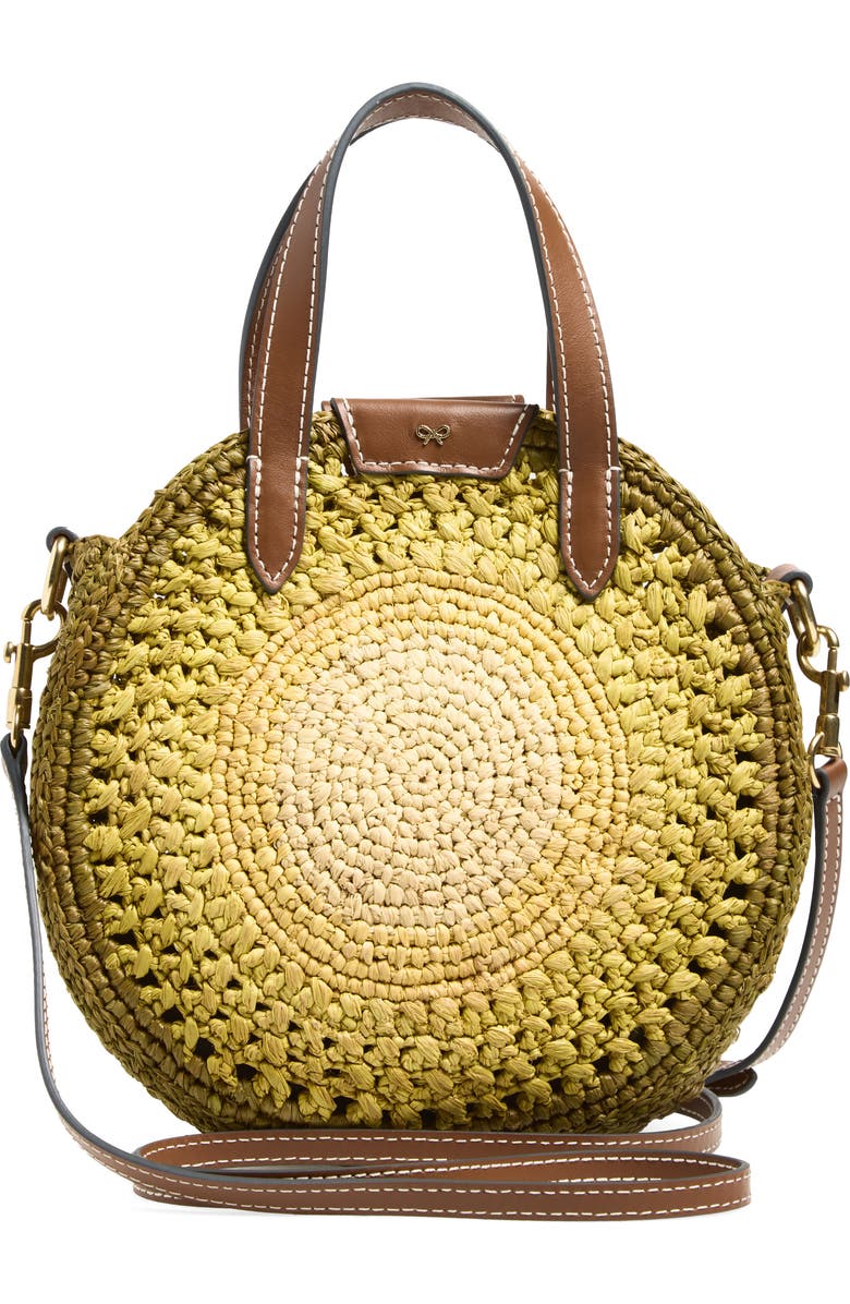 Anya Hindmarch Small Bow Round Raffia Tote, Alternate, color, Gordal