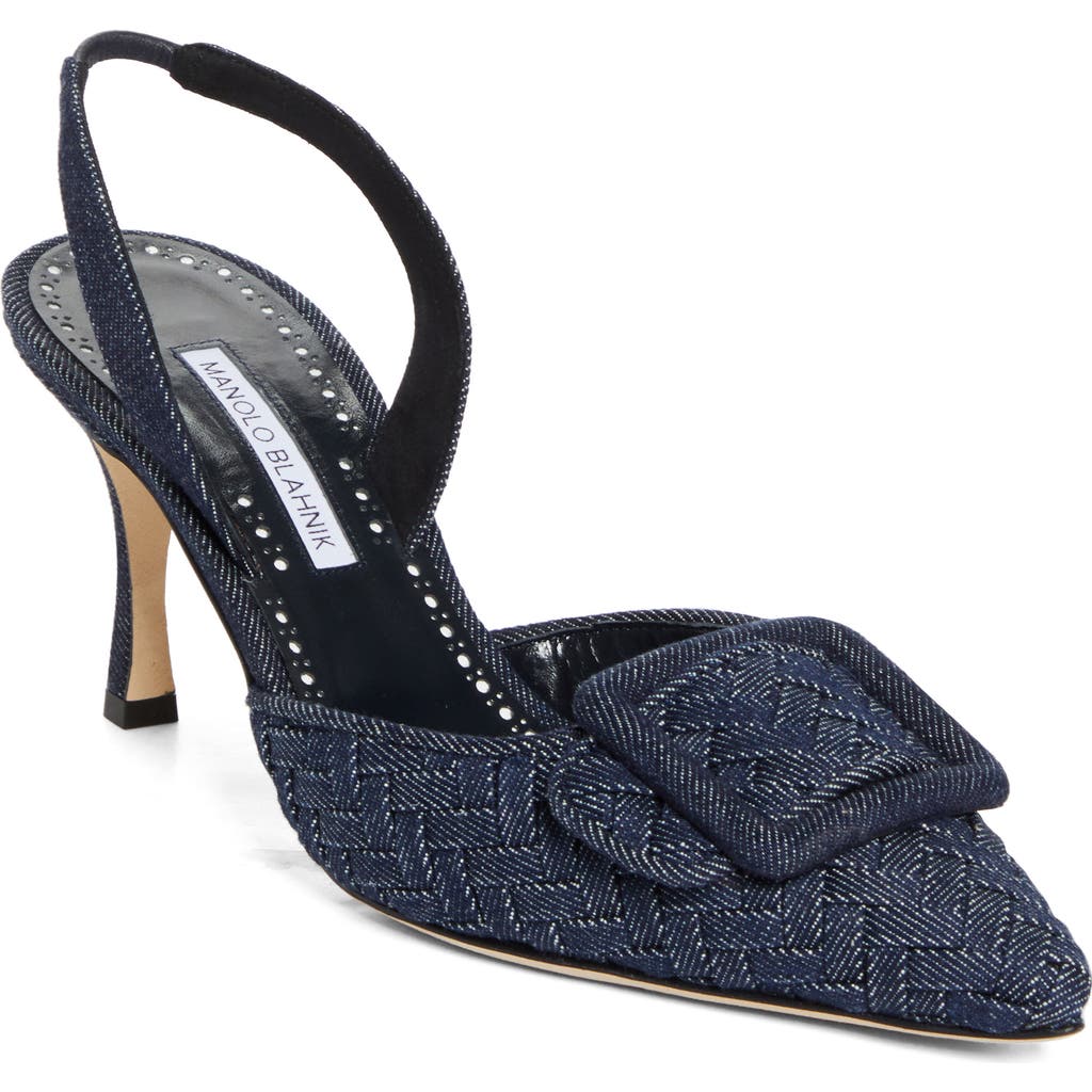 Manolo Blahnik Maysli Pointed Toe Slingback Pump In Black
