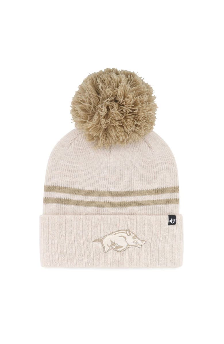 '47 Women's '47  Natural Arkansas Razorbacks Core & Inline Latte Cuffed Knit Hat with Pom, Main, color, Natural