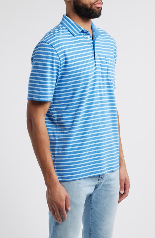 Johnnie-o Matthis Stripe Pocket Polo In Deep Ocean