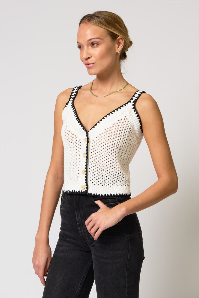 Noa Crochet Button Tank, Alternate, color, IVORY