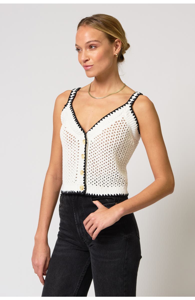 Central Park West Noa Crochet Button Tank, Alternate, color, Ivory