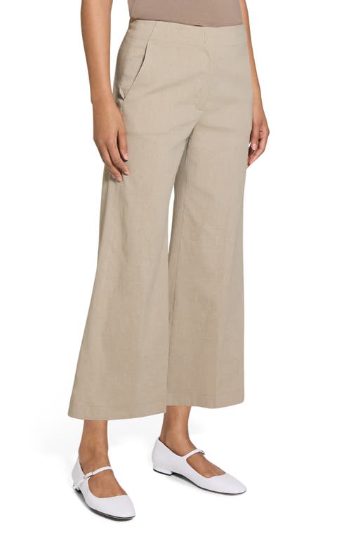 Theory Clean Terena Crop Wide Leg Linen Blend Pants In Neutral