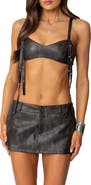 EDIKTED Sadaf Faux Leather Bra Top