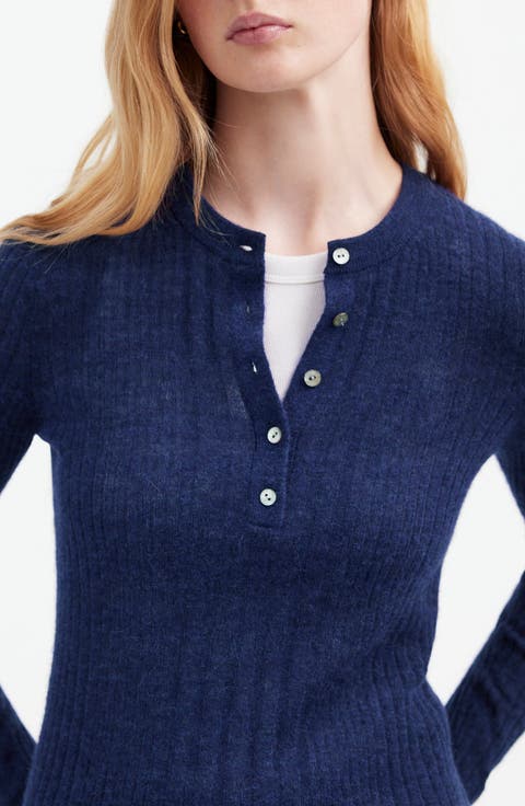 Alpaca Blend Henley Sweater