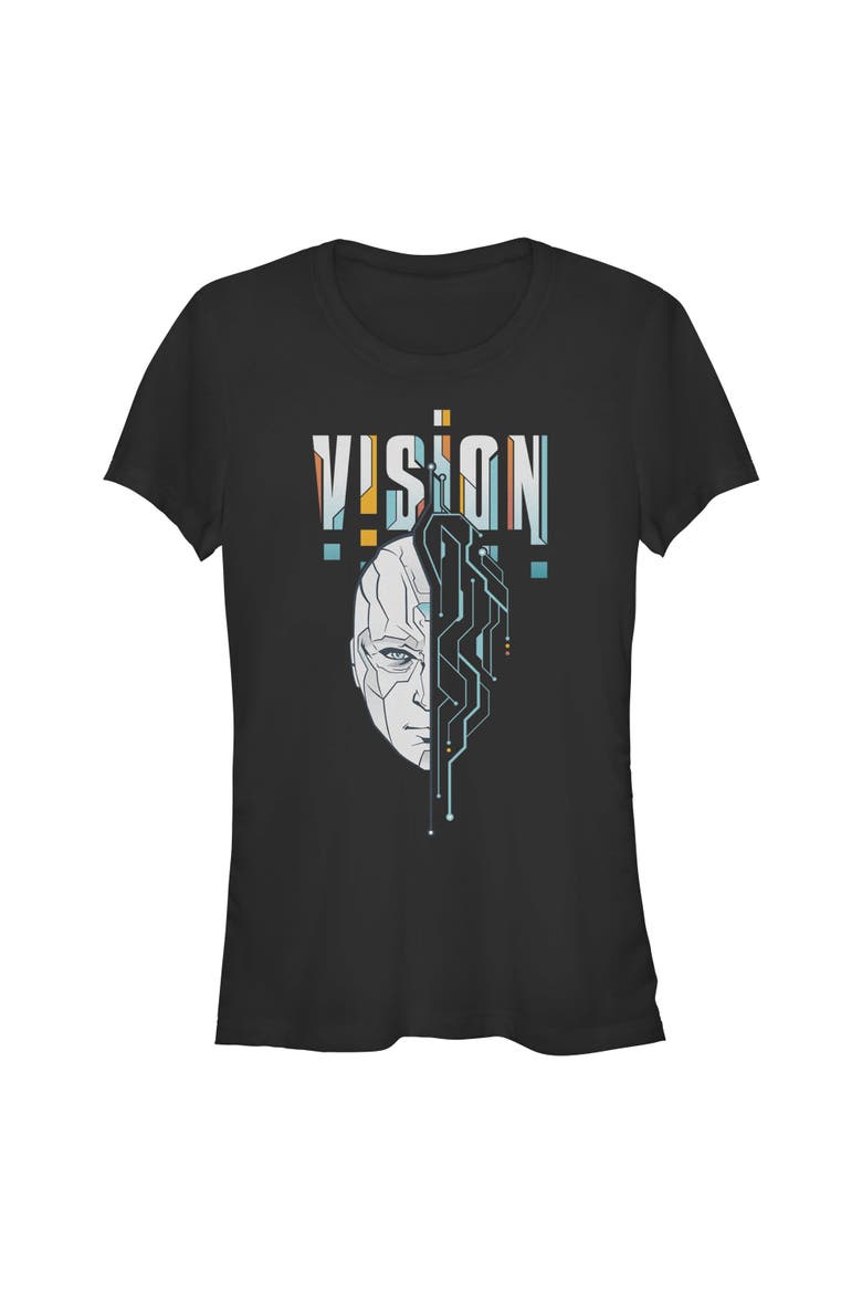 Junior's Circuit Face Short Sleeve T-Shirt, Main, color, Black