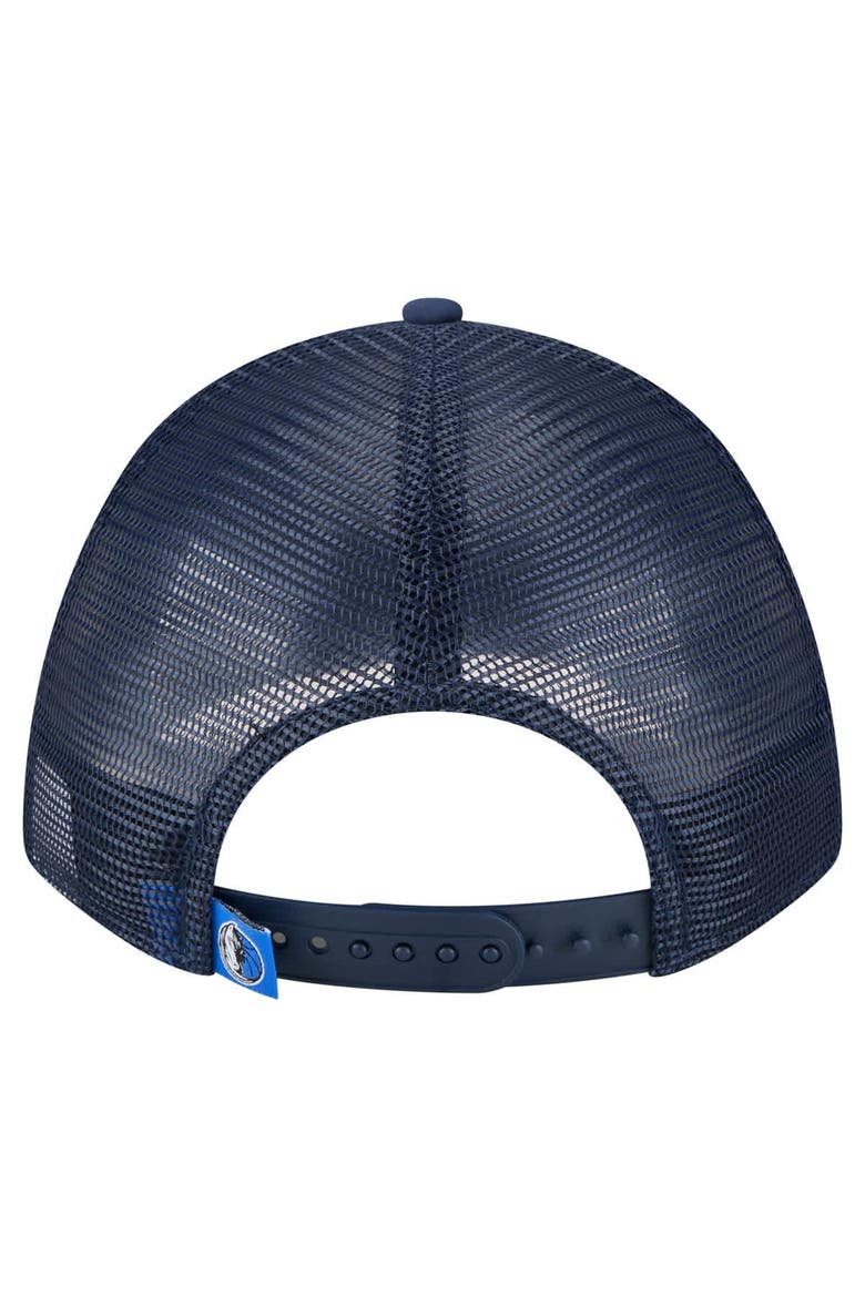 Men's New Era  Navy Dallas Mavericks Minimalist A-Frame 9FORTY Trucker Hat, Alternate, color, Navy