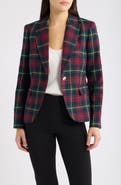 Tahari ASL One Button Stretch Plaid Blazer