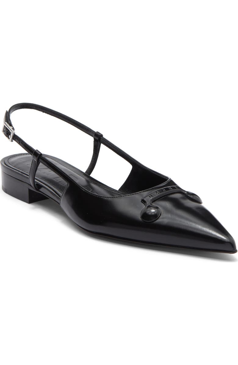 Marni Trunkaroo Pointed Toe Slingback Flat, Main, color, Black