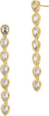 SAVVY CIE JEWELS Pear CZ Linear Drop Earrings