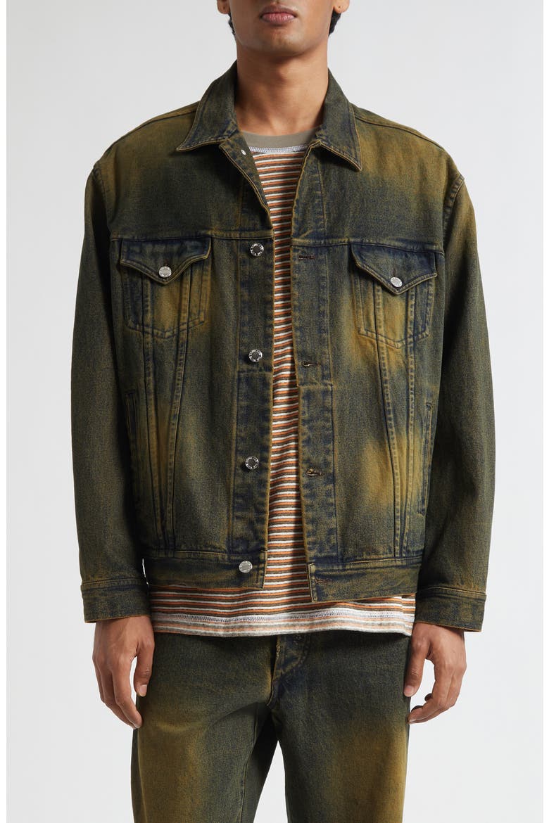 Oversize Denim Worker Jacket, Main, color, BROWN