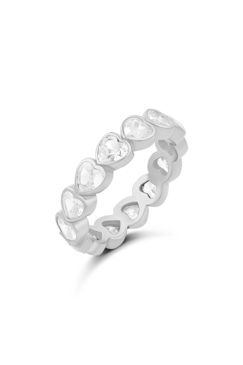 Heart Cubic Zirconia Eternity Band, Main, color, SILVER