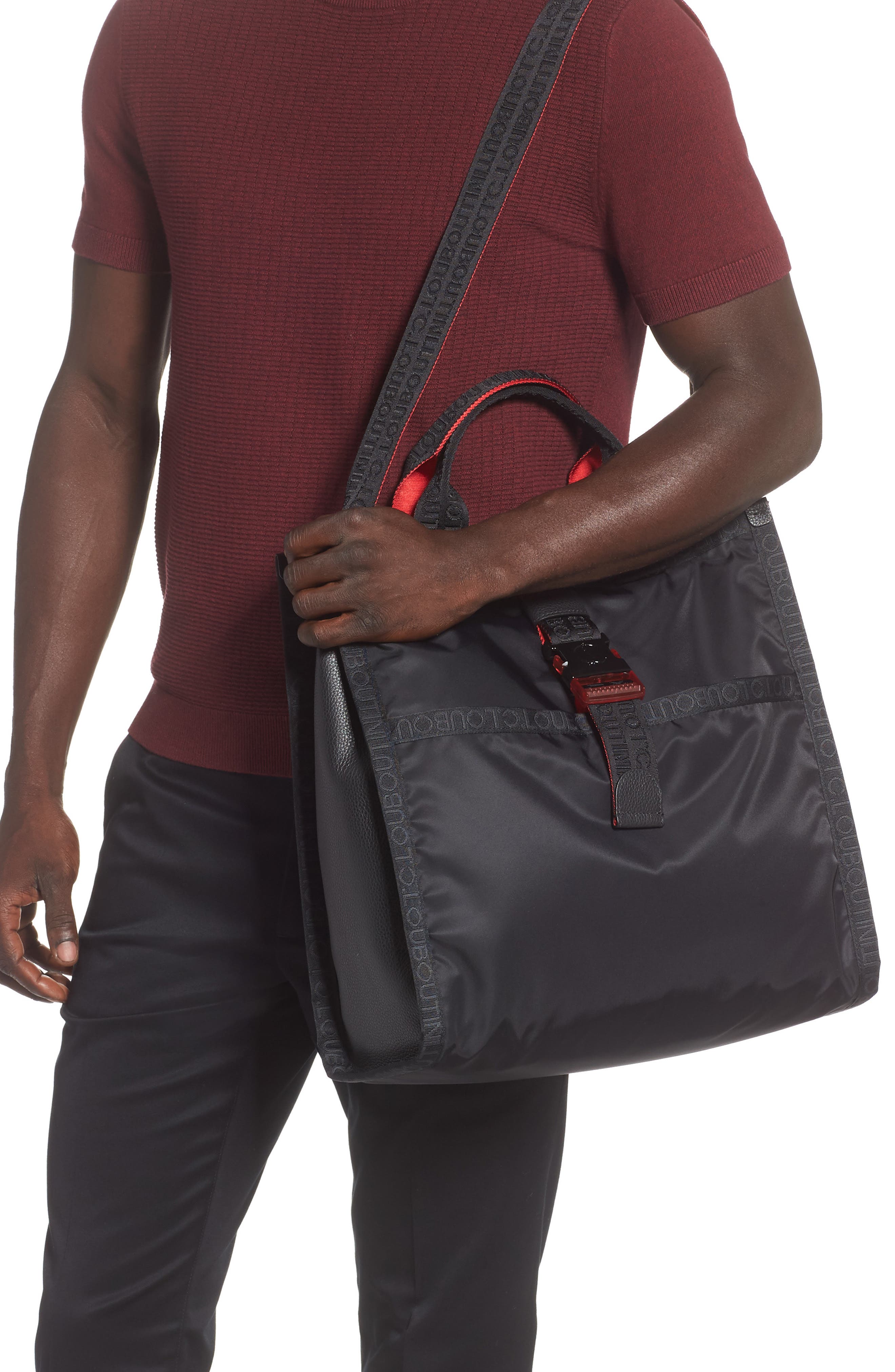 Christian Louboutin Loubiclic Nylon Tote, Alternate, color, 