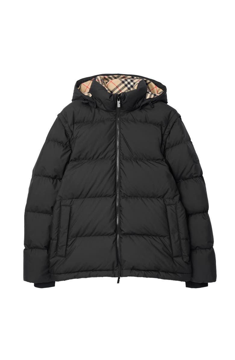 Burberry Detachable Sleeve Puffer Jacket, Alternate, color, Black