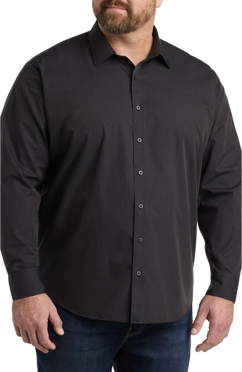 Untuckit Fit by Dxl Big & Tall Blackstone Sport Shirt, Alternate, color, Black