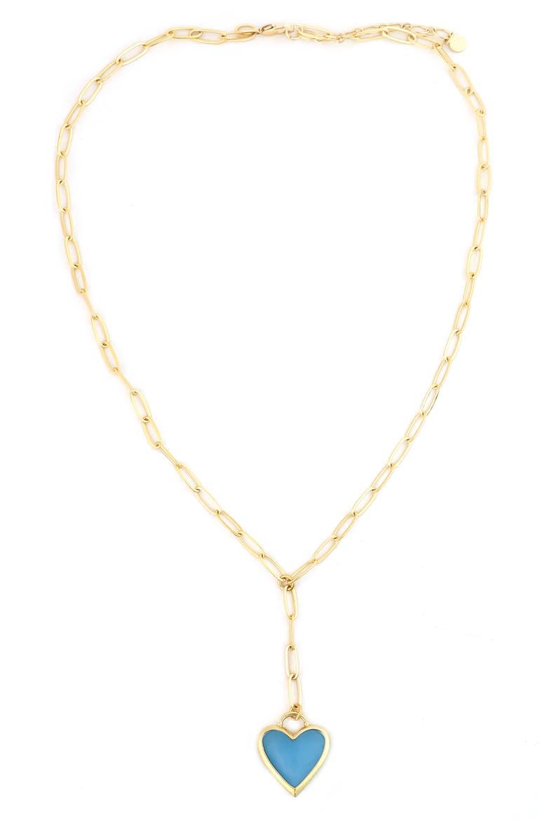 Stone Heart Y-Necklace, Main, color, BLUE