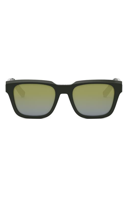 DIOR B23 S1I 53mm Rectangular Sunglasses in Dark Green/Green Mirror 