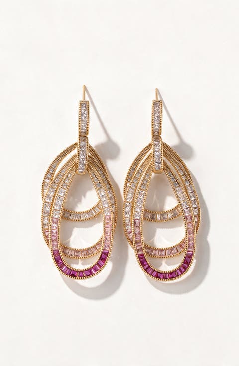 Layered Teardrop Dangle Statement Earrings