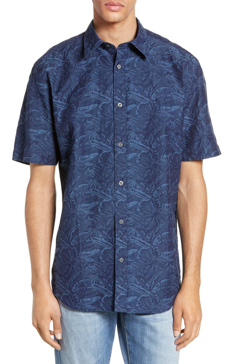 Coastaoro Venice Regular Fit Palm Print Shirt, Main, color, 