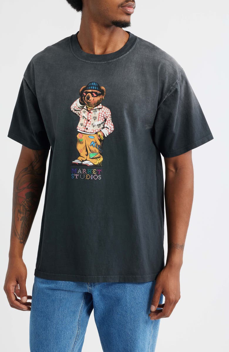 MARKET Folk Bear Graphic T-Shirt, Main, color, Pirate-Black