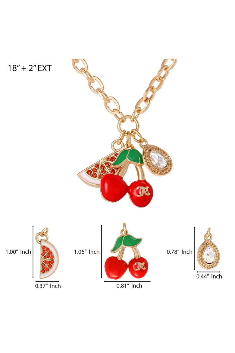 Cherry & Watermelon Charm Necklace, 18 + 2'', Alternate, color, Gold Tone, Red