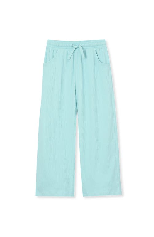 Lands' End Girls Pull On Knit Gauze Wide Leg Pants In Aruba Blue