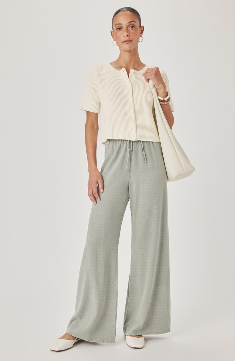 Splendid Delilah Crop Rib Cardigan, Alternate, color, Shell White