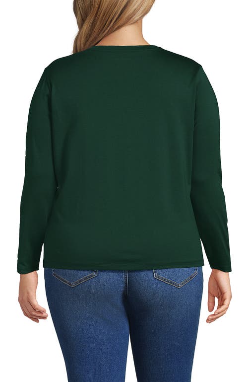 Lands' End Supima Cotton Long Sleeve V-neck T-shirt In Green