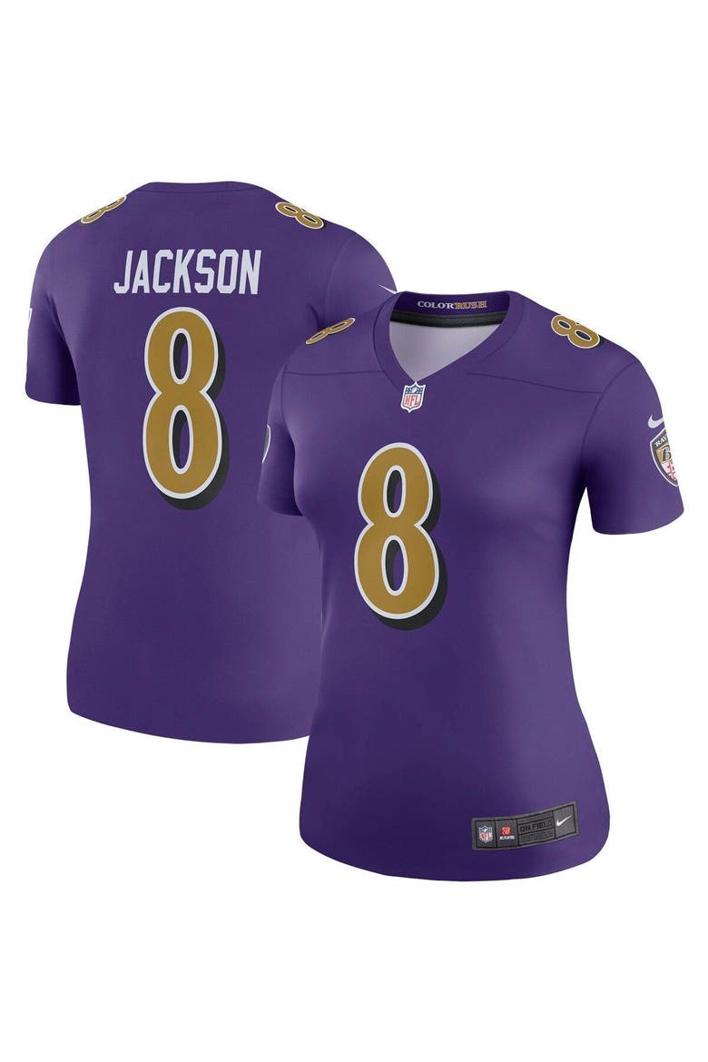 Women's Nike Lamar Jackson Purple Baltimore Ravens Color Rush Legend Player Jersey, Main, color, PURPLE