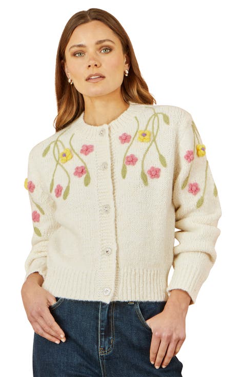 Hand Embroidered Flower Cardigan