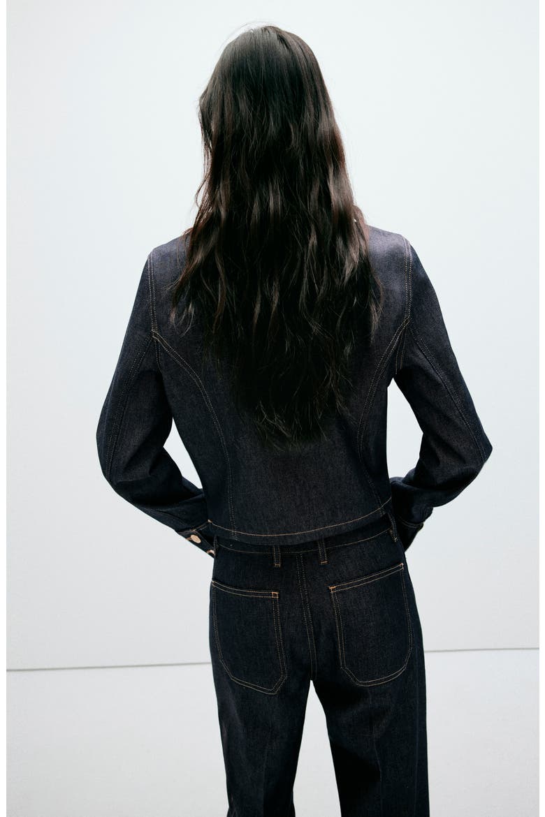 Collarless Denim Jacket, Main, color, OPEN BLUE