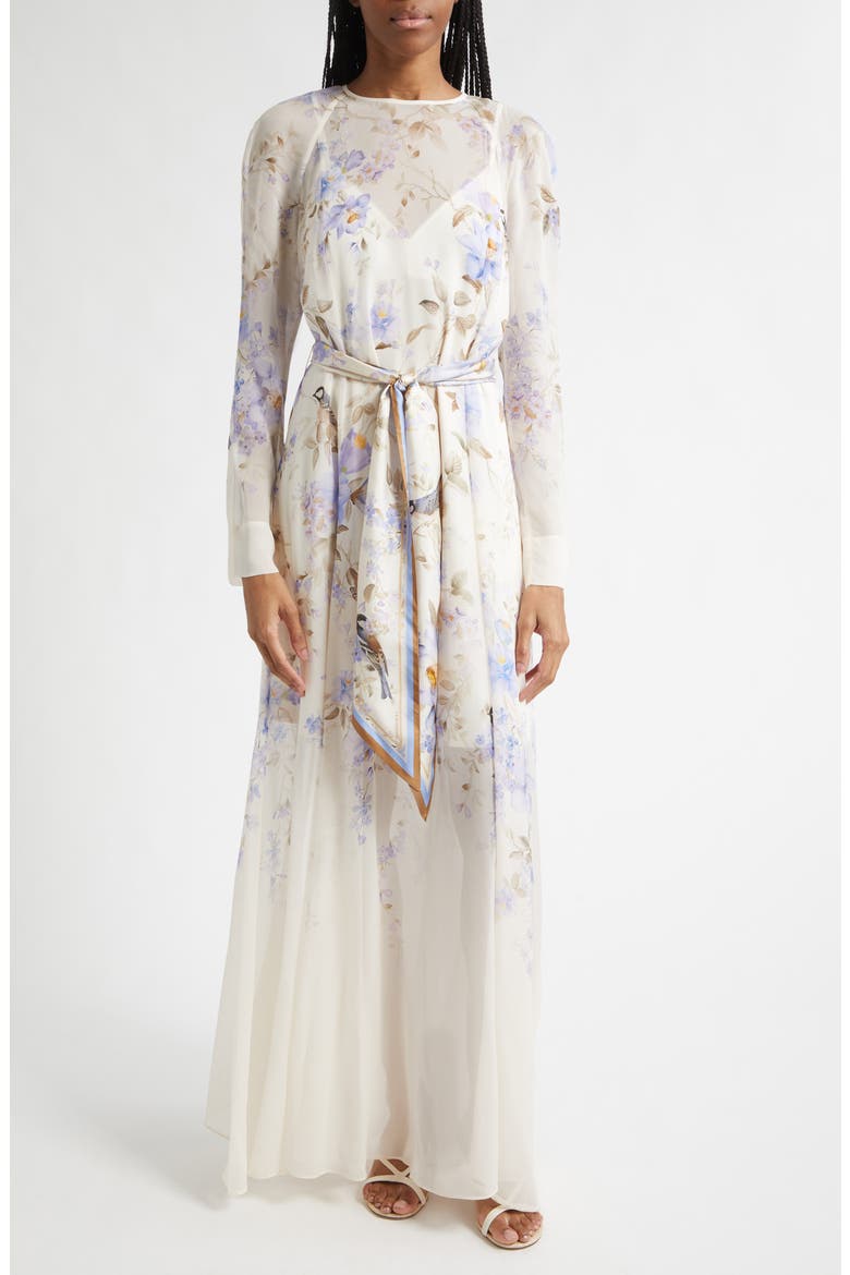 Luna Long Sleeve Maxi Dress, Main, color, BLUE SONGBIRD