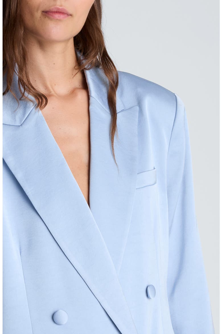 Double Breasted Satin Boyfriend Blazer, Alternate, color, SERENE BLUE