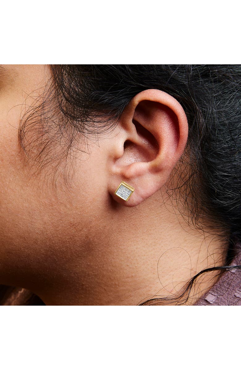 Haus of Brilliance 14K Yellow Gold 1.0 Cttw Princess Cut Diamond Composite Stud Earrings, Alternate, color, Yellow